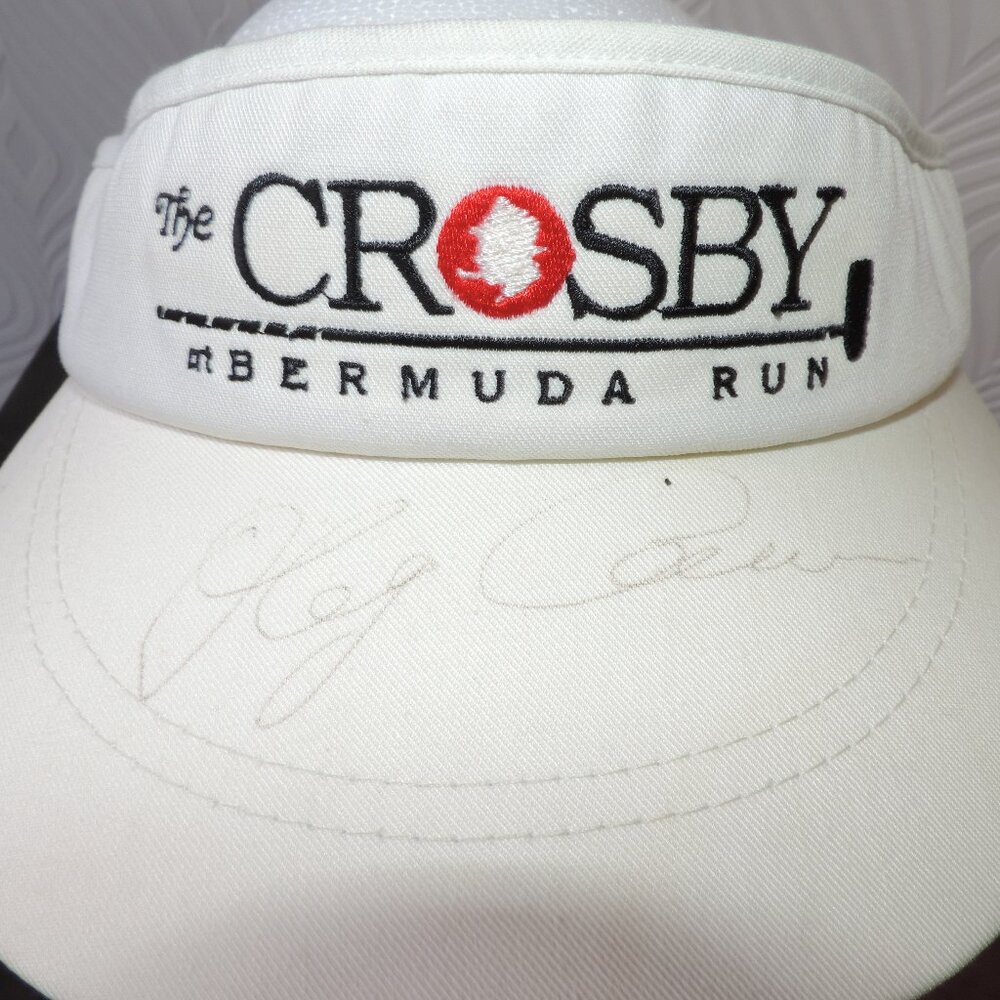 OLEG CASSINI Vintage Signed White Cloverdale Visor The CROSBY at Bermuda Run